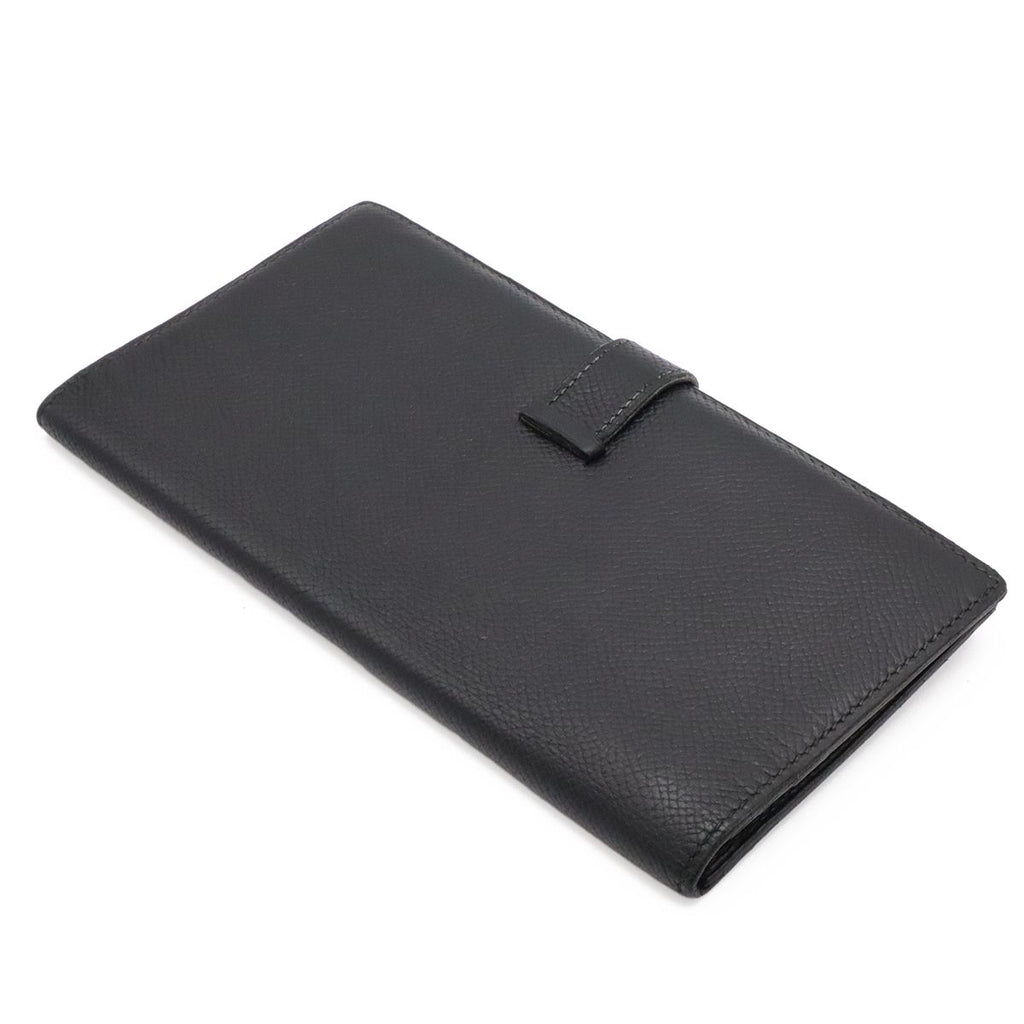 Hermes Bearn Classic Wallet Bifold Courchevel Leather Black Gold — view 2