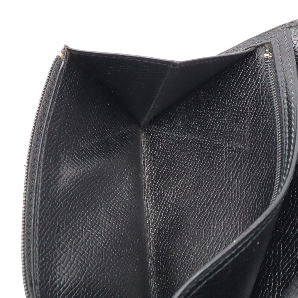 Hermes Bearn Classic Wallet Bifold Courchevel Leather Black Gold — view 6
