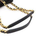 Prada Triangle Logo Quilted Shoulder Bag Chain Nylon Leather Nero Black Gold — view 4