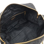 Prada Triangle Logo Quilted Shoulder Bag Chain Nylon Leather Nero Black Gold — view 6