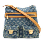 Louis Vuitton Monogram Denim Baggy GM Shoulder Bag Crossbody Long Strap Blue