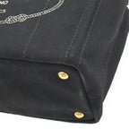Prada Canapa Tote 2-Way Shoulder Bag Canvas Nero Black Gold — view 3