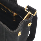 Prada Canapa Tote 2-Way Shoulder Bag Canvas Nero Black Gold — view 6