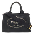 Prada Canapa Tote 2-Way Shoulder Bag Canvas Nero Black Gold