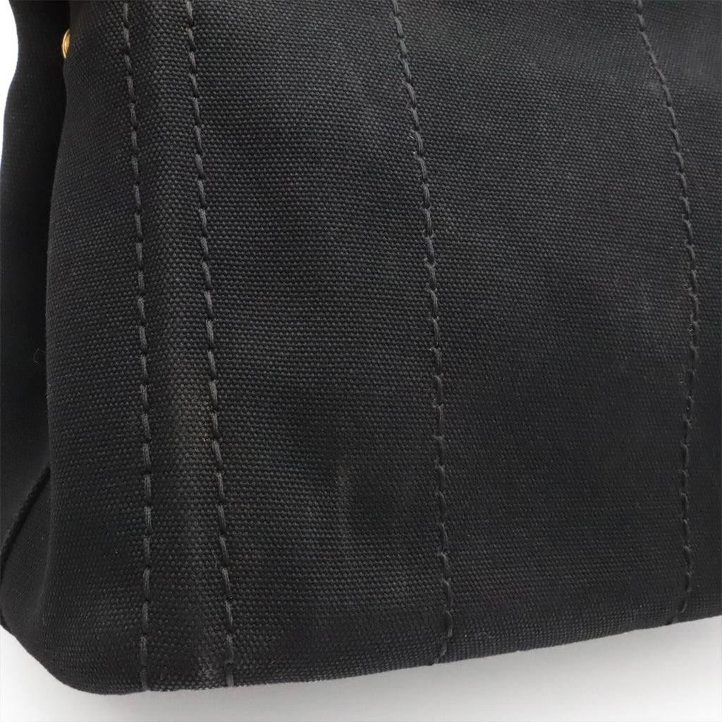 Prada Canapa Tote 2-Way Shoulder Bag Canvas Nero Black Gold — view 8