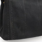 Prada Canapa Tote 2-Way Shoulder Bag Canvas Nero Black Gold — view 8