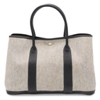 Hermes Garden Party PM Tote Shoulder Bag Toile H Canvas Black