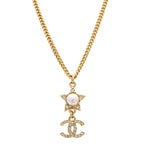 Chanel CC Logo CC Star Pearl Pendant Faux Rhinestone