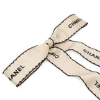 Chanel Ribbon Brooch Logo Bag Motif Satin Ivory Black — view 7