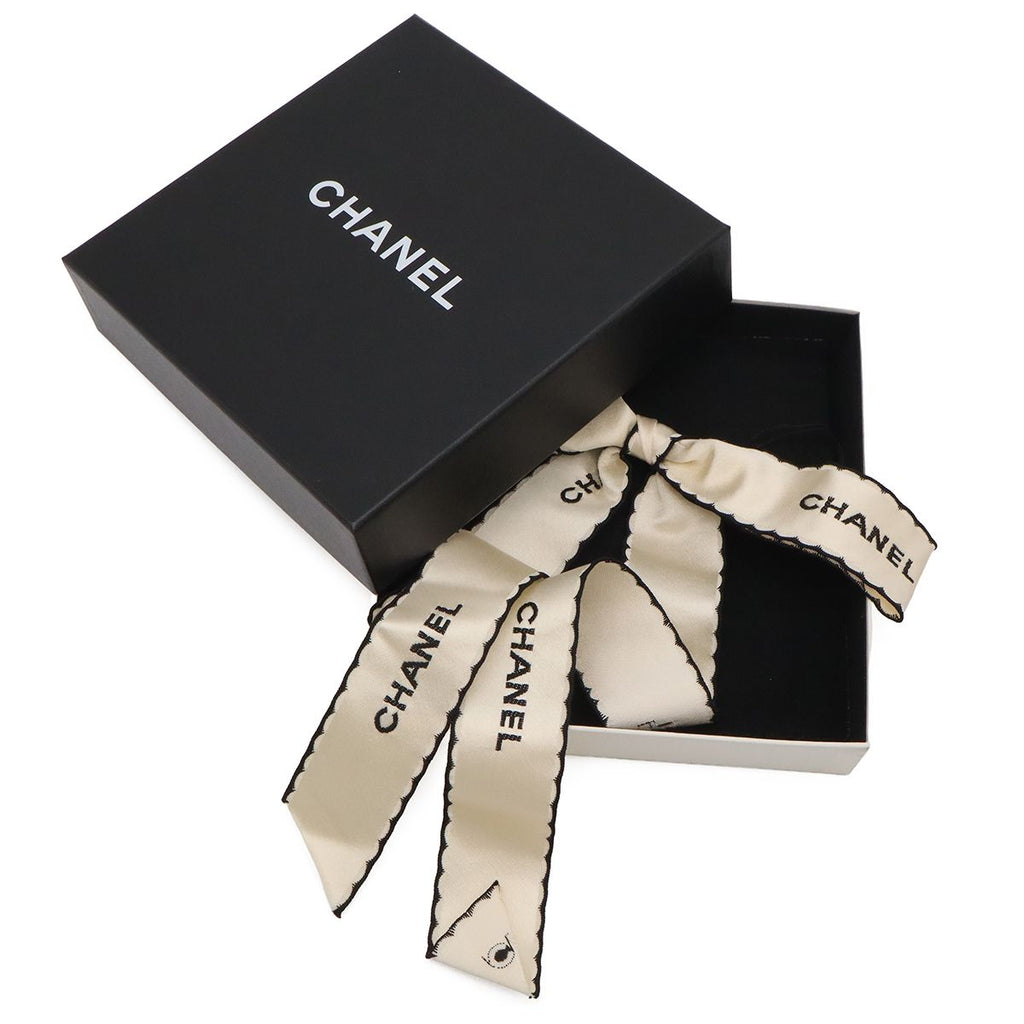 Chanel Ribbon Brooch Logo Bag Motif Satin Ivory Black — view 8