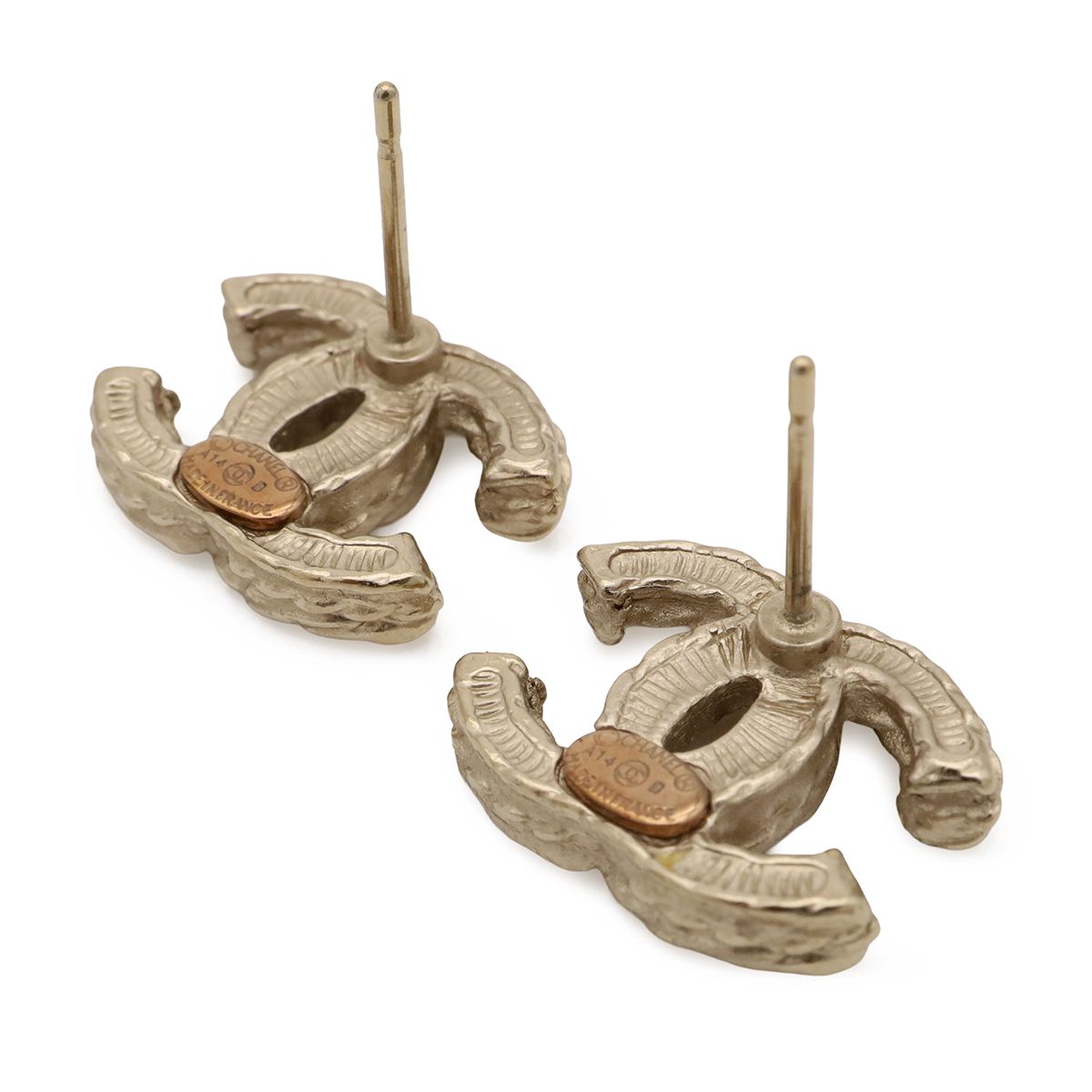 Chanel CC Logo Pearl Earrings Faux Gold White — view 5