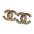 Chanel CC Logo Pearl Earrings Faux Gold White — view 4