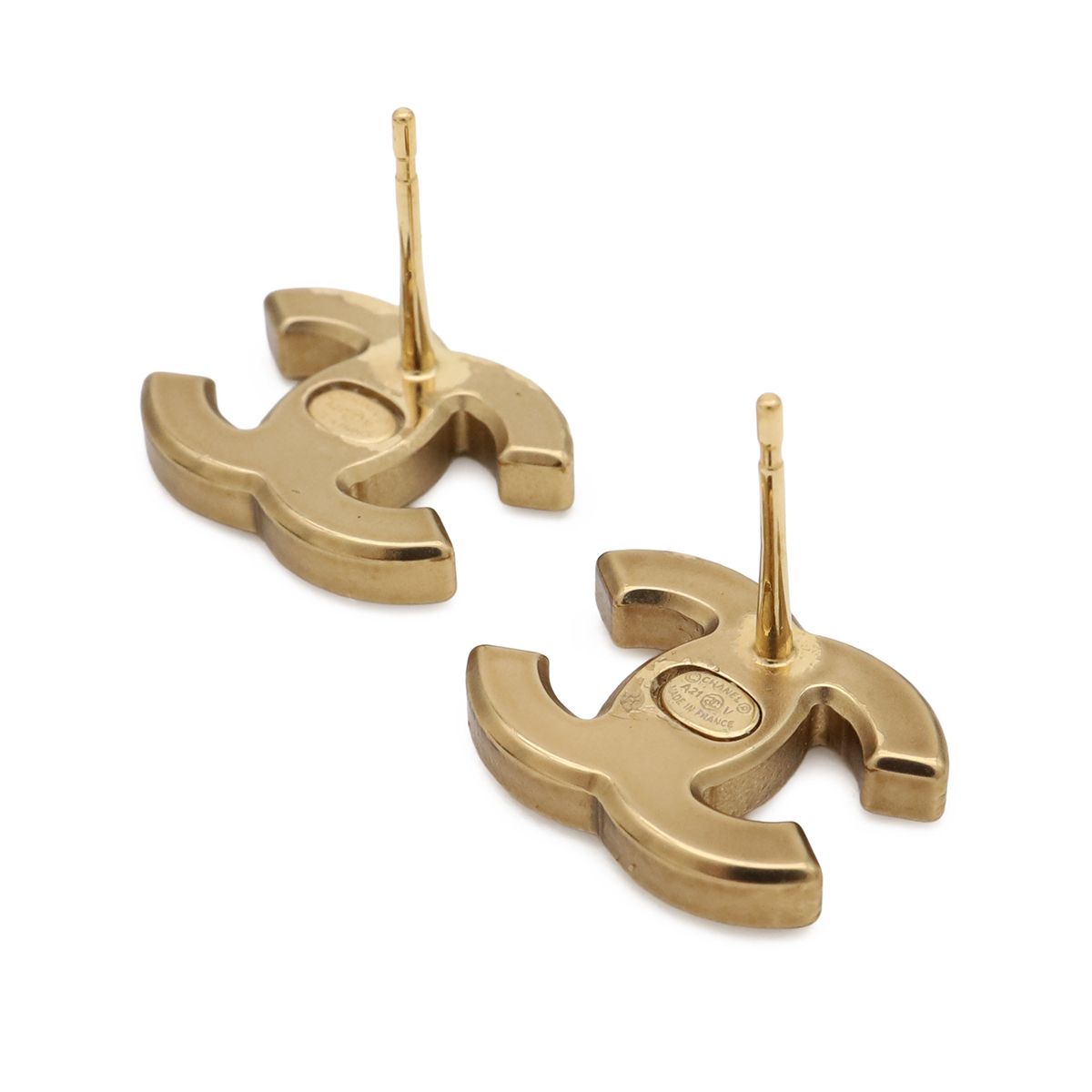Chanel Cruise Collection CC Logo Earrings Rhinestone Gold — view 5