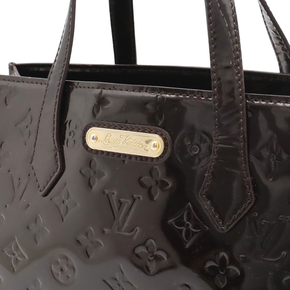 Louis Vuitton Monogram Vernis Wilshire PM Tote Bag Patent Calfskin Amarante — view 7