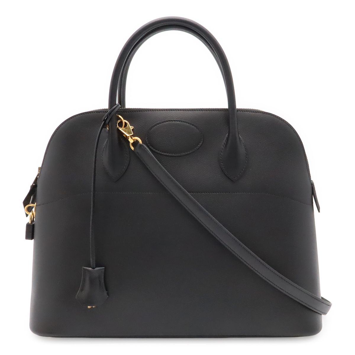 Hermes Bolide 35 Tote 2-Way Shoulder Bag Leather Black Gold