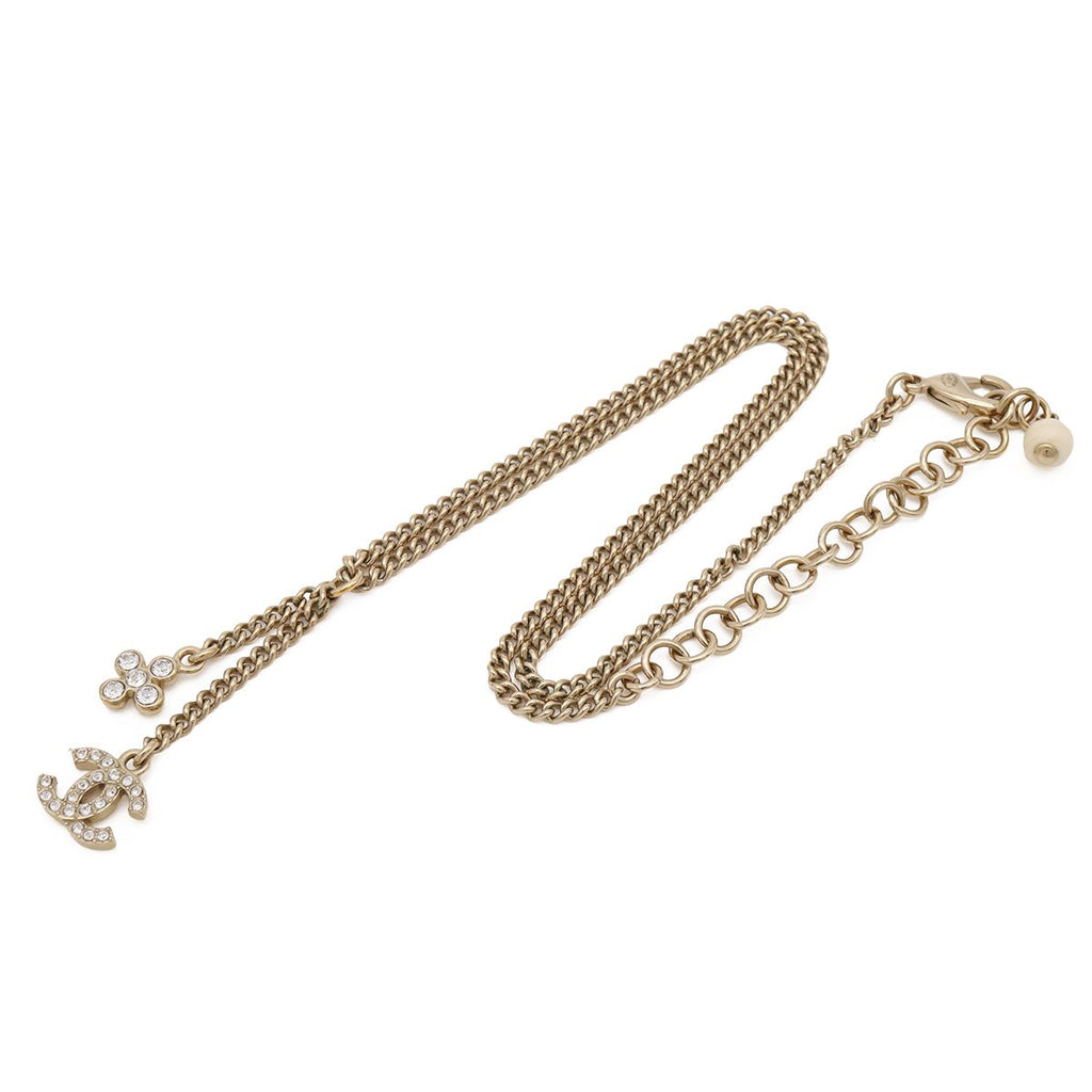 Chanel CC Logo Chain Pendant Metal Rhinestone Gold — view 2