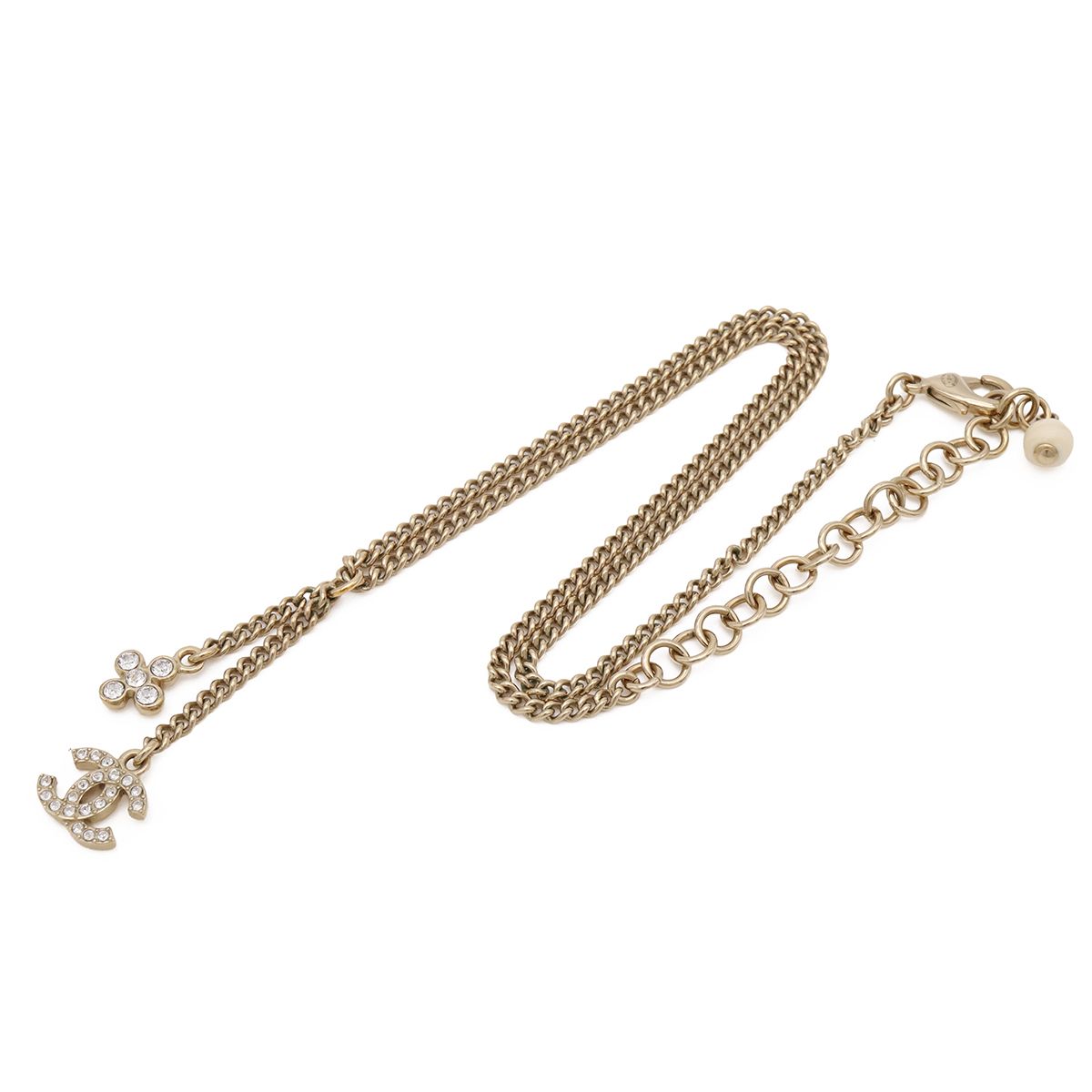 Chanel CC Logo Chain Pendant Metal Rhinestone Gold — view 2