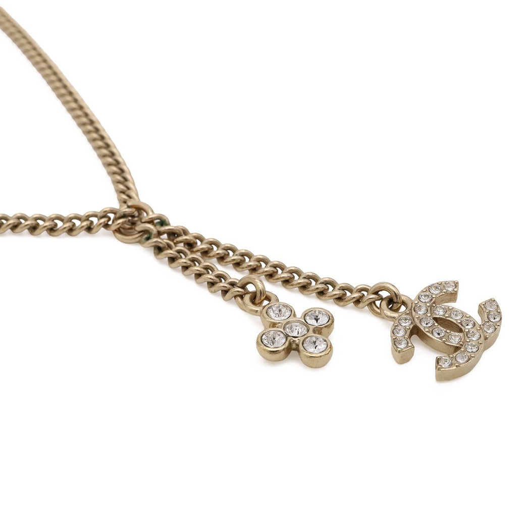 Chanel CC Logo Chain Pendant Metal Rhinestone Gold — view 3