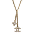 Chanel CC Logo Chain Pendant Metal Rhinestone Gold