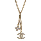Chanel CC Logo Chain Pendant Metal Rhinestone Gold