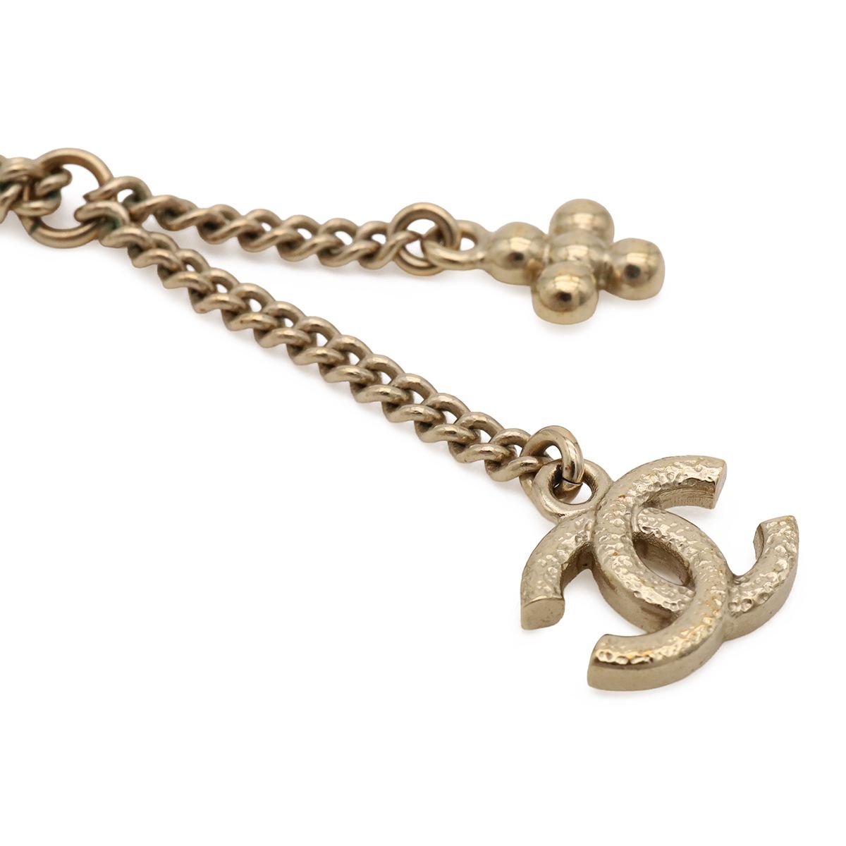 Chanel CC Logo Chain Pendant Metal Rhinestone Gold — view 4