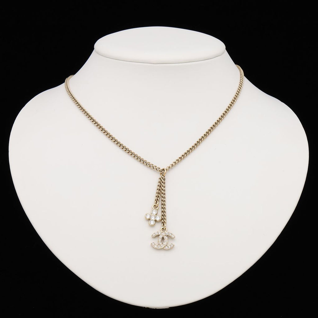 Chanel CC Logo Chain Pendant Metal Rhinestone Gold — view 6