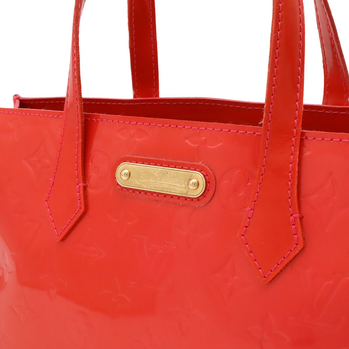 Louis Vuitton Monogram Vernis Wilshire PM Tote Bag Patent Calfskin Rose Pop — view 7