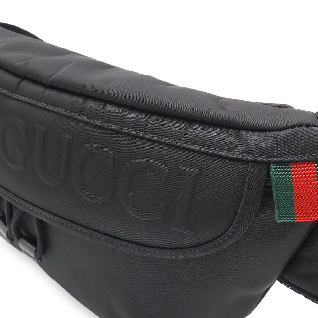 Gucci Logo Nylon Small Belt Bag Waist Pouch Hip Black Silver — view 6
