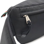 Gucci Logo Nylon Small Belt Bag Waist Pouch Hip Black Silver — view 4