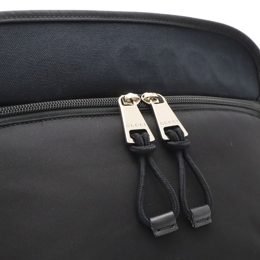 Gucci Logo Nylon Small Belt Bag Waist Pouch Hip Black Silver — view 7