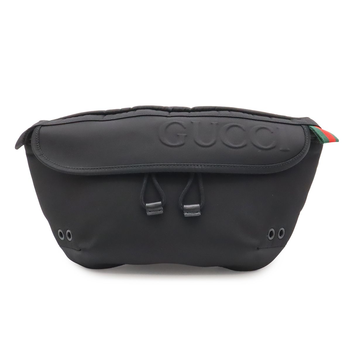 Gucci Logo Nylon Small Belt Bag Waist Pouch Hip Black Silver