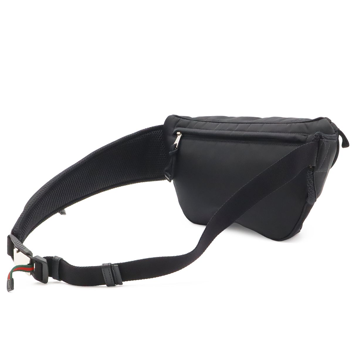 Gucci Logo Nylon Small Belt Bag Waist Pouch Hip Black Silver — view 2