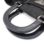 Prada Triangle Tote 2-Way Shoulder Bag Nylon Nero Black Blue Silver — view 4