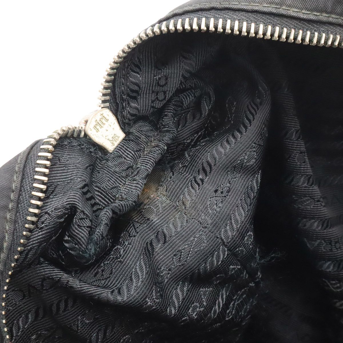 Prada Triangle Tote 2-Way Shoulder Bag Nylon Nero Black Blue Silver — view 7