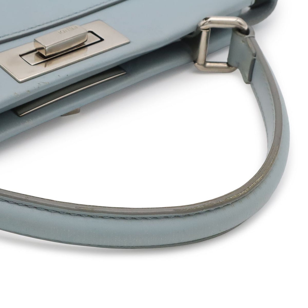 Fendi Peekaboo Regular Tote 2-Way Shoulder Bag Leather Rato Blue Light Silver — view 4