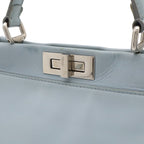 Fendi Peekaboo Regular Tote 2-Way Shoulder Bag Leather Rato Blue Light Silver — view 8