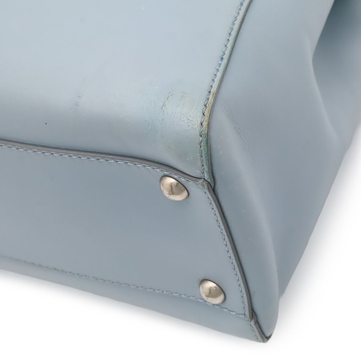 Fendi Peekaboo Regular Tote 2-Way Shoulder Bag Leather Rato Blue Light Silver — view 3