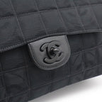 Chanel New Travel Line Chain Shoulder Bag 2-Way Nylon Jacquard Leather Black — view 8