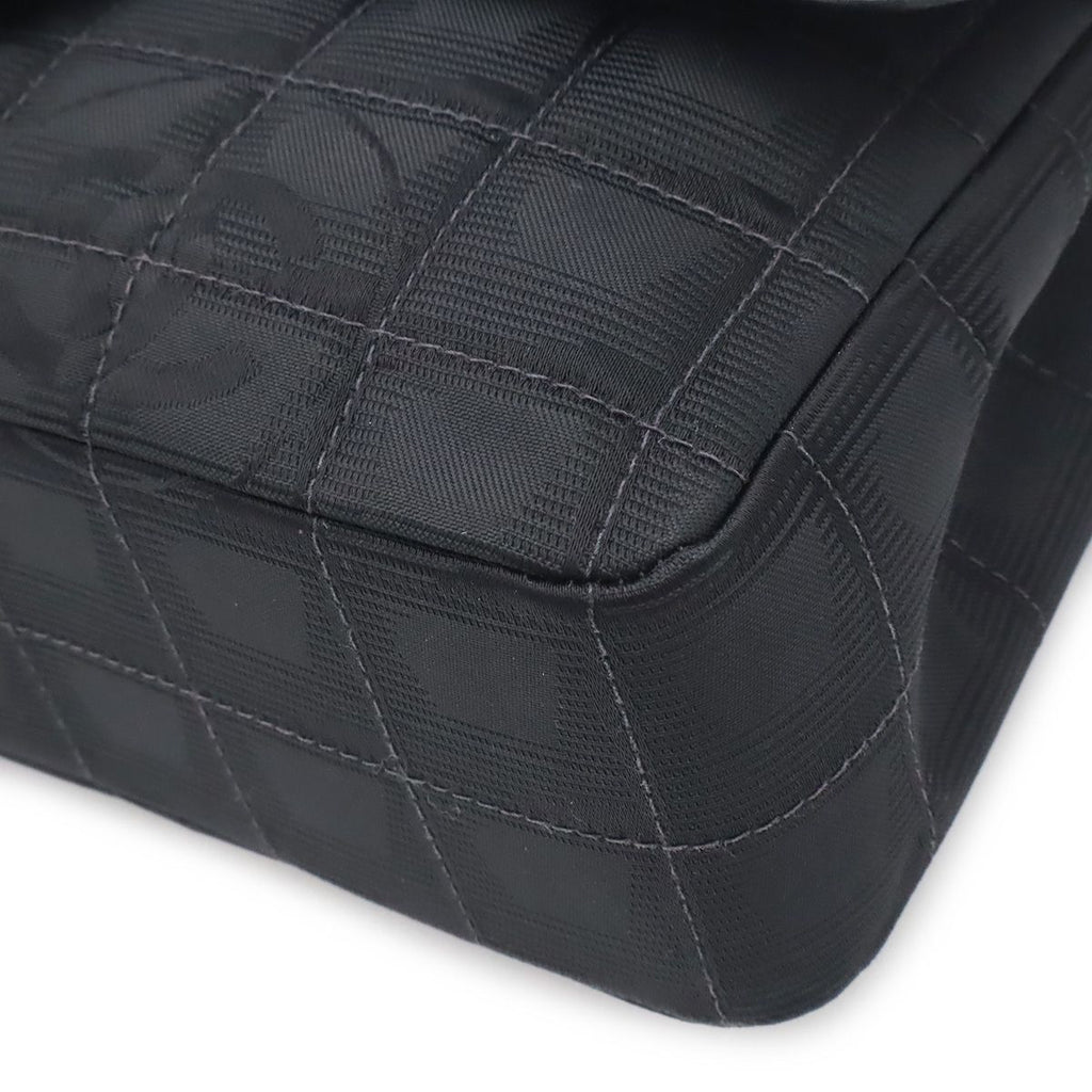 Chanel New Travel Line Chain Shoulder Bag 2-Way Nylon Jacquard Leather Black — view 3