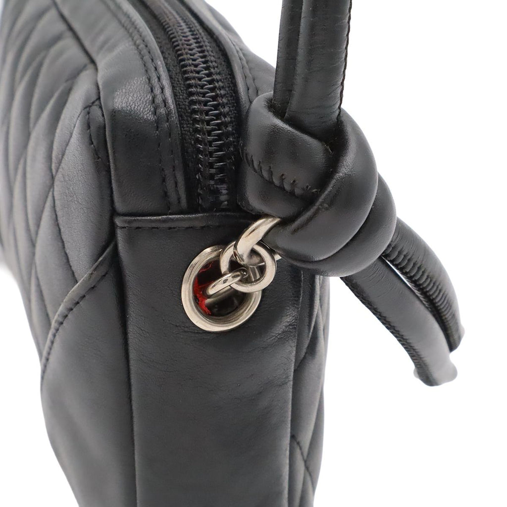 Chanel Cambon Line CC Logo Pouch Shoulder Bag Leather Black Silver — view 4