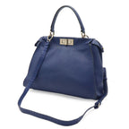Fendi Selleria Peekaboo Regular Tote 2-Way Shoulder Bag Leather Blue Silver — view 2