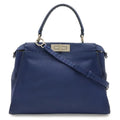 Fendi Selleria Peekaboo Regular Tote 2-Way Shoulder Bag Leather Blue Silver
