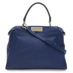 Fendi Selleria Peekaboo Regular Tote 2-Way Shoulder Bag Leather Blue Silver