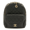 Chanel Quilted CC Logo Chain Backpack Mini Caviar Leather Black Gold
