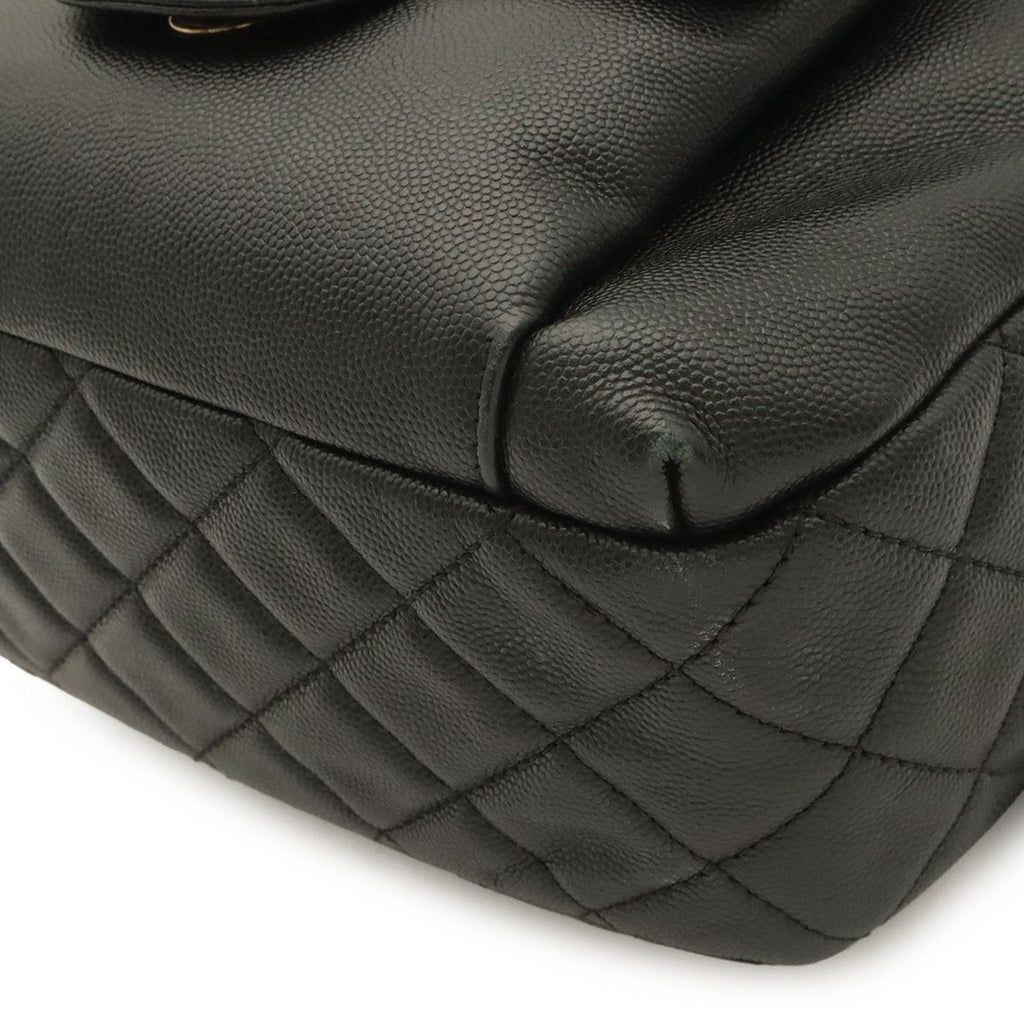 Chanel Quilted CC Logo Chain Backpack Mini Caviar Leather Black Gold — view 3
