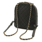 Chanel Quilted CC Logo Chain Backpack Mini Caviar Leather Black Gold — view 2