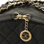 Chanel Quilted CC Logo Chain Backpack Mini Caviar Leather Black Gold — view 5