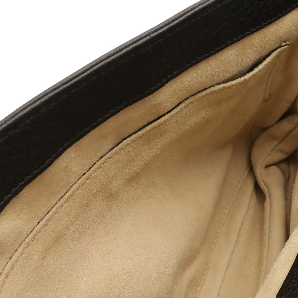 Gucci Interlocking G Double G Chain Shoulder Bag Leather Black Gold — view 7