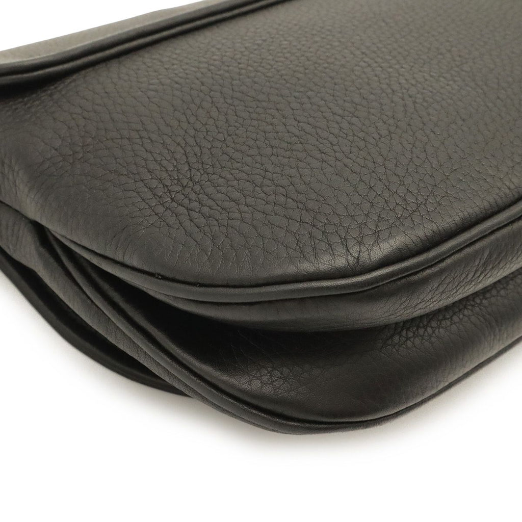 Gucci Interlocking G Double G Chain Shoulder Bag Leather Black Gold — view 3
