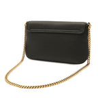 Gucci Interlocking G Double G Chain Shoulder Bag Leather Black Gold — view 2